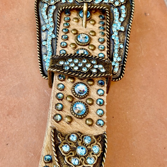 Leatherock Belt real fur & Swarovski crystals main image 4